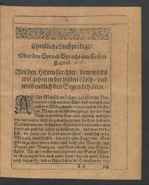 Ober den Spruch Syrachs am Ersten Capitel. v. 13.