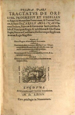 Prima pars tractatus de origine ... regni ... Francorum