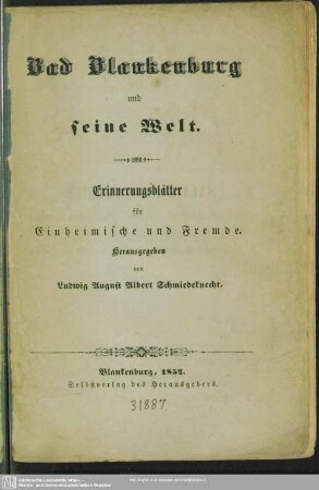 Bad Blankenburg und seine Welt : Erinnerungsblätter für Einheimische und Fremde