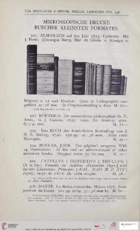 Mikroskopische Drucke. Bücher kleinsten Formates (Nr. 501 - 526)