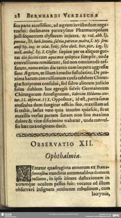Observatio XII. Ophthalmia