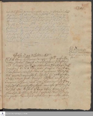 Auszug eines Briefes von Johann Elias Tömlich an [Johannes Tribbechow].