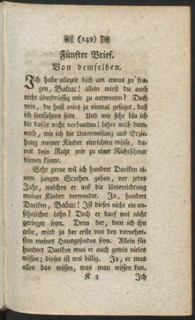 Fünfter Brief. Von demselben.