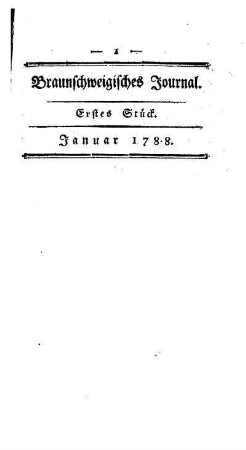 Von der Absicht und den Gegenständen dieser Zeitschrift