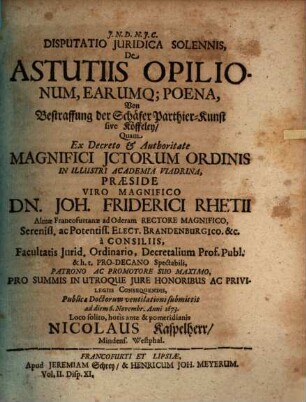 Disp. iur. sol. de astutiis opilionum, earumque poena