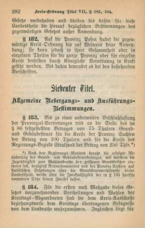 Siebenter Titel. Allgemeine Uebergangs- und Ausführungs-Bestimmungen