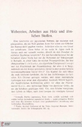 Webereien, Arbeiten aus Holz und ähnlichen Stoffen