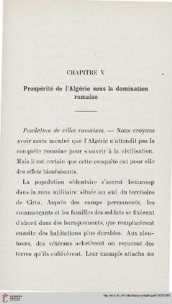 Chapitre V: Prospérité de l’Algérie sous la domination romaine