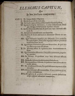 Elenchus Capitum, Quæ In Hoc tractatu continentur.