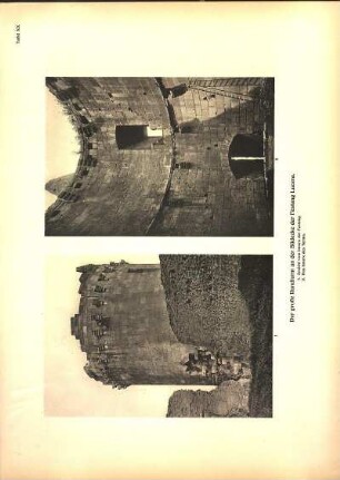 Tafel XX Der große Rundturm an der Südecke der Festung Lucera. 1. Ansicht vom Innern der Festung. 2. Das Innere des Turms.