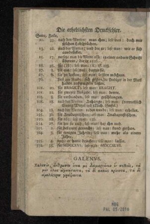Die erheblichsten Druckfehler.