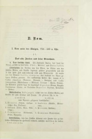 I. Rom unter den Königen, 753 - 510 v. Chr.