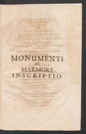 Monumenti Ex Marmore Inscriptio