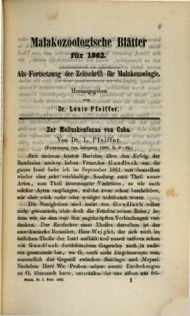 Malakozoologische Blätter. 9, 9. 1862