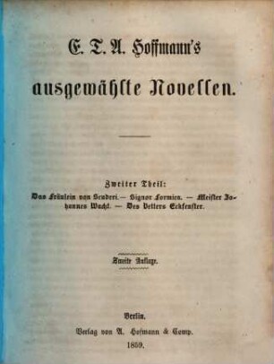 E. T. A. Hoffmann's ausgewählte Novellen. 2