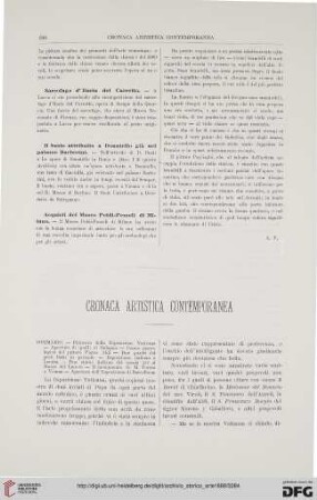 Cronaca artistica contemporanea