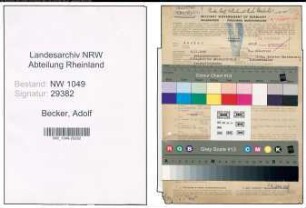 Entnazifizierung Adolf Becker , geb. 06.11.1890 (Kohlengrosshaendler)