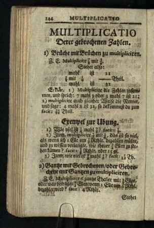 Multiplicatio: Derer gebrochenen Zahlen