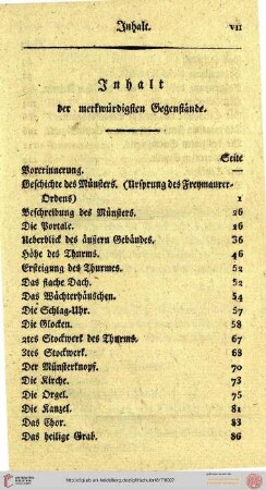 Inhalt der merkwürdigsten Gegenstände