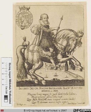 Bildnis Jakob (James) I. (Stuart), 1567 König von Schottland (als Jakob VI.), 1603-25 von England u. Schottland