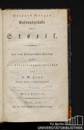 Gaspard Monge's Anfangsgründe der Statik