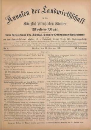 No. 8. Berlin, den 22. Februar 1871. XI. Jahrgang.