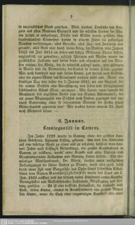 3. Januar. Lessingstift in Camenz