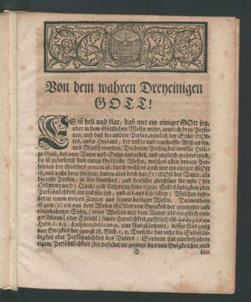 Von dem wahren Dreyeinigen GOTT!