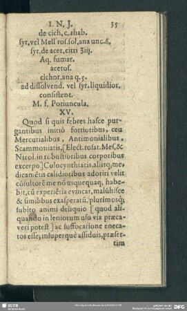 XV. Quod si quis febres ...