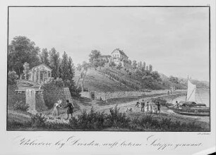 Belvedere bey Dresden, sonst breterne Saloppe genannt : Dresden, Belvedere oder "Bretterne Saloppe" (1822 abgebrochen), kolorierter Stich, Stadtmuseum Dresden