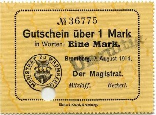 Gutschein - 1 Mark