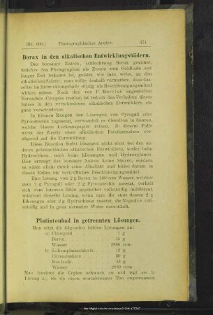 Borax in den alkalischen Entwicklungsbädern
