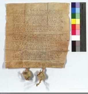 Schiedspruch zwischen dem Deutschen Orden zu Marburg und den Brudern von der Loene wegen eines Gutes zu Gintzelndorf.