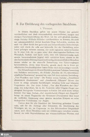 II. Zur Einführung des vorliegenden Bändchens