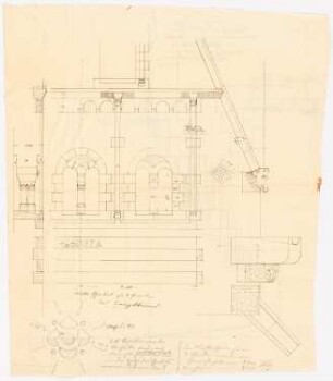 Sankt Antonius Basilika, Rheine: Detailansicht mit Fenstern und Schnitt 1:25