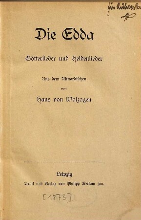 Die Edda : Götterlieder und Heldenlieder