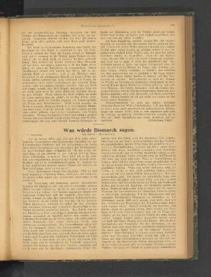 Was würde Bismarck sagen.