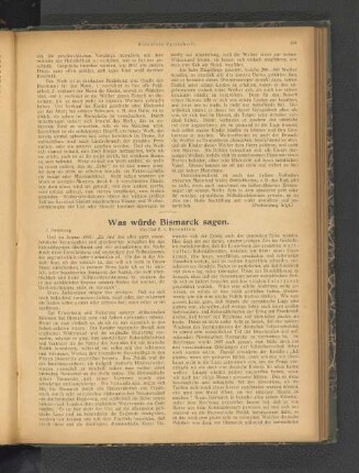 Was würde Bismarck sagen.
