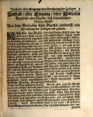 Himmlisches Phönix-Nöst, Deß Geistlichen Sonnen-Vogls, Daß ist, zusamm-getragene Geistliche Gewürtz-Stämblein, Oder Andachts-Ubungen, Einer einig, vnd allein Gott, lebenden Seelen : Welche sich Gleich wie ein Phoenix auff seinem Gewürtz-Böthlein, Durch das Feuer deß innbrünstigen Eyffers, von denen Himmlischen Gnaden-Strallen angezündet, der Göttlichen Sonnen, Durch tägliches Brand-Opffer heiliget, vnd also verewiget .... 2