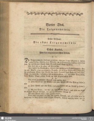 Vierter Theil. Die Trigonometrie