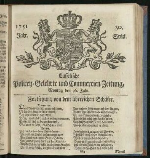 30. Stueck, Montag den 26. Julii 1751
