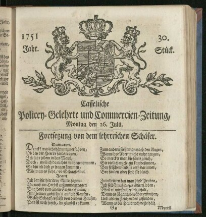 30. Stueck, Montag den 26. Julii 1751