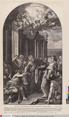 PETRVS CVM IOANNE CLAVDVM A MATRIS VTERO SANAT [Petrus und Johannes heilen die Lahmen an der Pforte des Tempels; S. Pierre et St. Jean guérissant les boiteux à la porte du Temple]