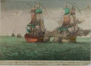 "See Gefecht der Französiche Kriegs Fregatte" - Schlachtendarstellung