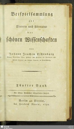 5: Beispielsammlung zur Theorie und Literatur der schönen Wissenschaften