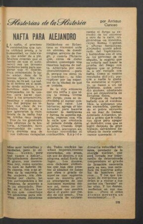 Nafta para Alejandro : Historias de la historia