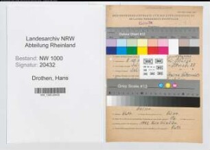 Entnazifizierung Hans Drothen, geb. 08.10.1911 (Polizeibeamter)