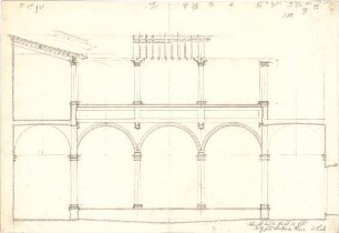ohne Verfasserangabe; u.a. Florenz, Rom (Italien); Bauaufnahmen - Hospital St. Maria Nuova in Florenz (Schnitt)