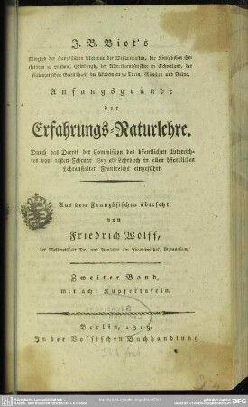 2: J. B. Biot's ... Anfangsgründe der Erfahrungs-Naturlehre