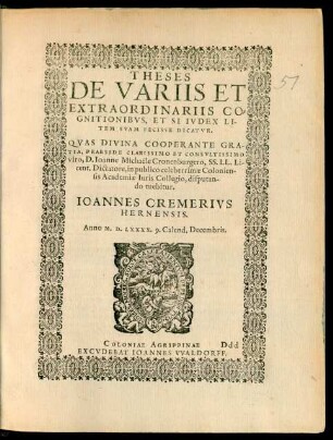 Theses De Variis Et Extraordinariis Cognitionibus, Et Si Iudex Litem Suam Fecisse Dicatur.